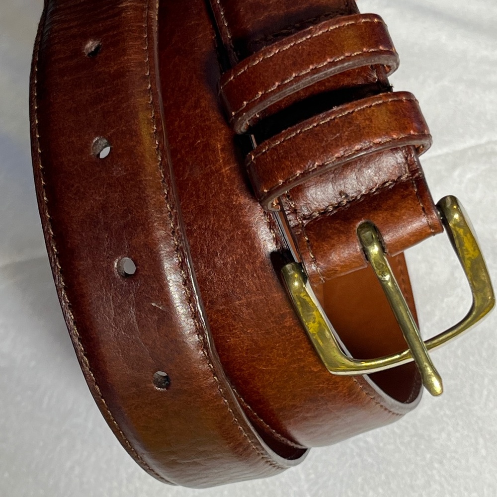 HS Trask Men’s Brown American Bison Leather Belt Montana